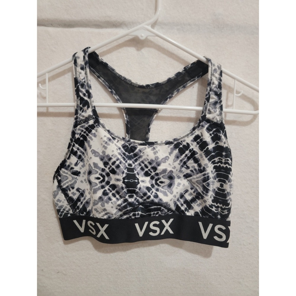 Victoria's Secret VSX The Player Sports Bra Medium M Black White‎ Tie Dye Sport